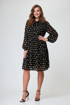 Платье демисезонное шифоновое с рукавами DaLi 5535В чёрный - фото 1