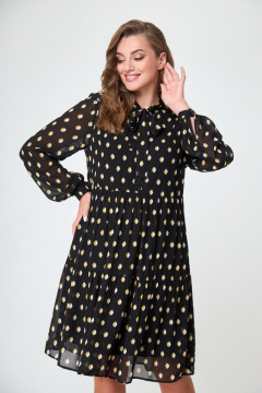 Платье демисезонное шифоновое с рукавами DaLi 5535В чёрный - фото 2