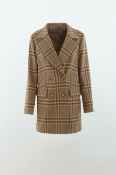 Пальто на каждый день из шерстяной и пальтовой ткани Elema 1-11599-1-164 светло-бежевая_клетка - фото 1