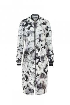 Серое демисезонное платье из текстиля в стиле кэжуал Elema 5К-11989-1-170 чёрно-белый - фото 1