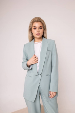 Костюм брюки и жакет из костюмной ткани с рельефами SandyNa 13860 жемчужно-серый - фото 3