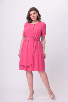 Платье А-образного силуэта из стрейчевой ткани с асимметричным дизайном Орхидея 1177с коралл - фото 5