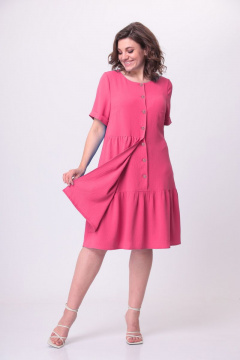 Платье А-образного силуэта из стрейчевой ткани с асимметричным дизайном Орхидея 1177с коралл - фото 3