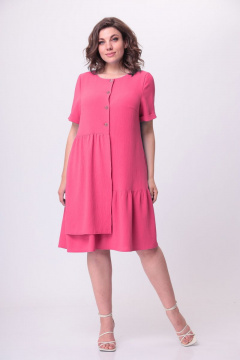 Платье А-образного силуэта из стрейчевой ткани с асимметричным дизайном Орхидея 1177с коралл - фото 1