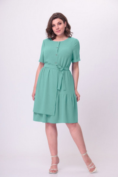 Платье из стрейчевого текстиля с юбкой-воланом и асимметричным кроем Орхидея 1177m мята - фото 5