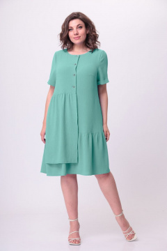 Платье из стрейчевого текстиля с юбкой-воланом и асимметричным кроем Орхидея 1177m мята - фото 1