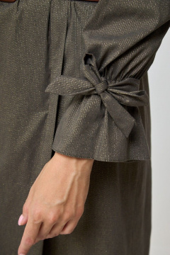 Полуприлегающее миди-платье с разрезом и бантами на рукавах Anelli 1164 зелень - фото 4