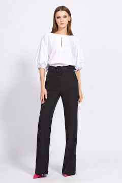 Блуза о-образного силуэта с разрезами и горловиной V EOLA 2256 белый - фото 5