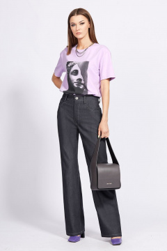 Демисезонная трикотажная блузка с обработанной бейкой EOLA 2278 сирень - фото 4