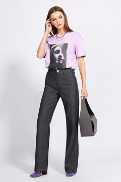 Демисезонная трикотажная блузка с обработанной бейкой EOLA 2278 сирень - фото 3