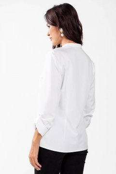 Рубашка белая прямого силуэта из вискозы для офиса Femme & Devur 70407 1.1F(170) - фото 3