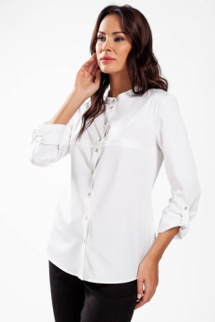 Рубашка белая прямого силуэта из вискозы для офиса Femme & Devur 70407 1.1F(170) - фото 1