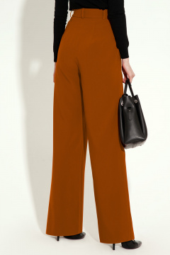 Брюки с высокой посадкой в зеленом цвете с стрелками Панда 13260z горчичный - фото 2