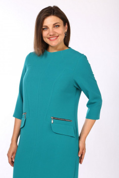 Платье прямого силуэта с круглым вырезом и карманами Lady Style Classic 800 темно-бирюзовый - фото 2