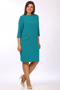 Платье прямого силуэта с круглым вырезом и карманами Lady Style Classic 800 темно-бирюзовый - фото 1