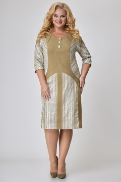 Платье прямое летнее из текстиля с полосками и застежкой на пуговицах Algranda А3912 - фото 1