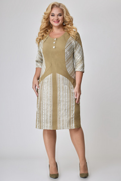 Платье прямое летнее из текстиля с полосками и застежкой на пуговицах Algranda А3912 - фото 4