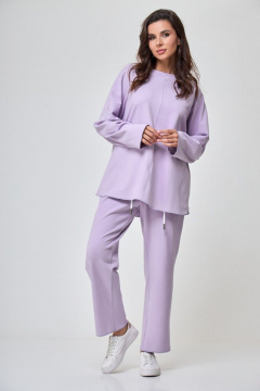 Легкий летний костюм со свитшотом и брюками Anelli 1269 глициния - фото 1