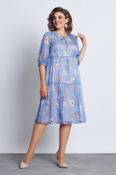 Платье свободного кроя из шифона с отделкой и сборками Mira Fashion 4978 - фото 1