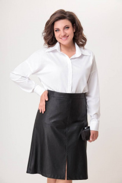 Белая блуза прямого силуэта из хлопка для делового образа Swallow 594 белый - фото 2