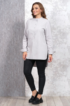 Блуза серая оверсайз из хлопка и текстиля для демисезонных образов Медея и К 2162 светло-серый - фото 4