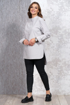 Блуза серая оверсайз из хлопка и текстиля для демисезонных образов Медея и К 2162 светло-серый - фото 2