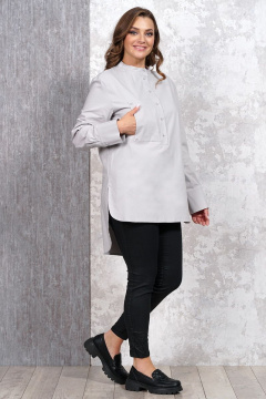 Блуза серая оверсайз из хлопка и текстиля для демисезонных образов Медея и К 2162 светло-серый - фото 1