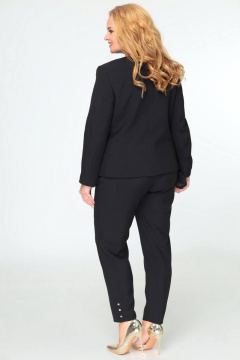 Деловой комплект 3 предмета из текстиля с блузой Swallow 603 черный/олива - фото 3