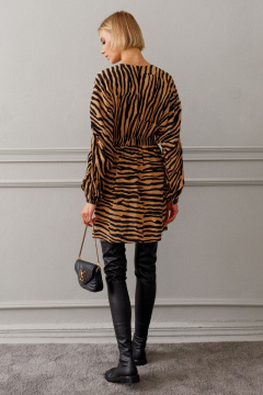 Платье с отрезом, драпировкой и контрастным принтом ANNETE A3220 - фото 3