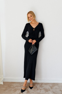 Платье прилегающего силуэта с разрезом и кулиской ANNETE A3207 - фото 1