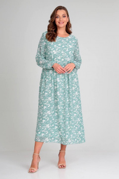 Демисезонный комплект из текстиля с жилетом и платьем Liona Style 813 мята - фото 3