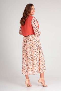 Платье и жилет демисезонный дневной стиль из текстиля Liona Style 813 терракот - фото 2
