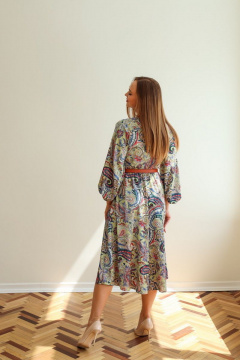 Платье из текстиля на резинке с поясом и рукавами на резинке PUR PUR 995/8 - фото 2