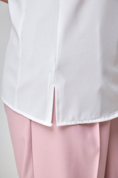 Блуза-топ из текстиля с прямым силуэтом и округлым вырезом Anelli 1082 молочный - фото 3