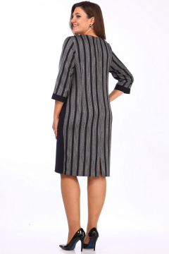 Платье с кокеткой, отделочной тесьмой и разрезами Lady Style Classic 1676 темно-синий_серый - фото 2