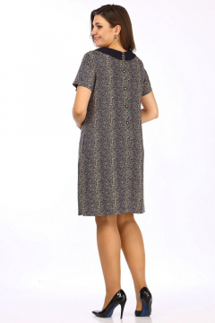 Платье прямого силуэта с воротником рубашечного типа Lady Style Classic 1749/5 синий_беж - фото 2