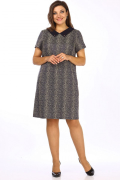 Платье прямого силуэта с воротником рубашечного типа Lady Style Classic 1749/5 синий_беж - фото 1