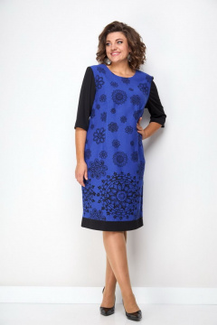 Нарядное платье из текстиля с коротким рукавом 3/4 Solomeya Lux 208 василек - фото 5