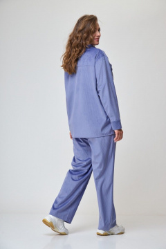 Демисезонный голубой костюм из льна и текстиля Anelli 1240 голубой - фото 4