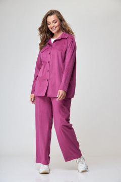 Рубашка прямая из вельвета с разрезами по бокам Anelli 1240.1 малина - фото 3