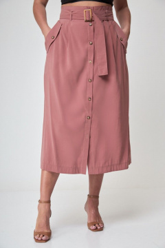 Юбка на запах с асимметричными деталями и длинной ниже колена Anelli 874.1 терракот - фото 2