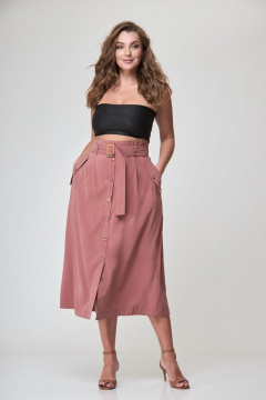 Юбка на запах с асимметричными деталями и длинной ниже колена Anelli 874.1 терракот - фото 1