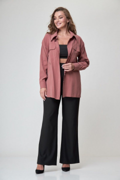 Рубашка короткая асимметричная с прорезными карманами Anelli 874.2 терракот - фото 1