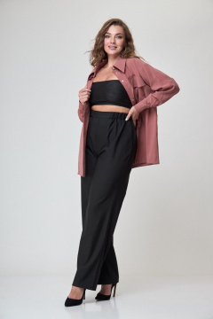 Рубашка короткая асимметричная с прорезными карманами Anelli 874.2 терракот - фото 2