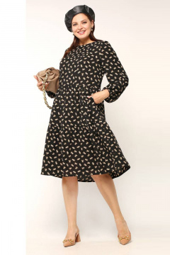 Платье трапециевидное с воланами и карманами La rouge 5414 черный-(мишки) - фото 1