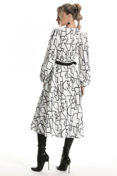 Платье демисезонное из ткани с геометрическим узором и воротником Golden Valley 4870 белый - фото 3