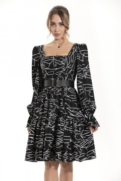 Платье из текстиля с воланами и фигурным вырезом Golden Valley 4867 черный - фото 3