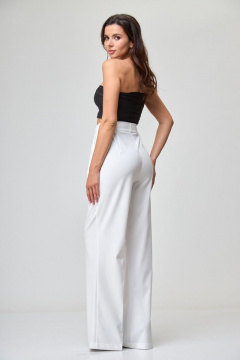 Белые брюки с высокой талией и боковыми карманами Anelli 1296 белый_кружево - фото 2