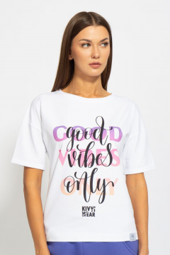 Футболка из хлопка с удлинённым рукавом и принтом Kivviwear 4026.82 - фото 1