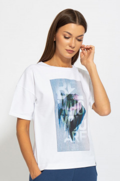 Футболка на каждый день из хлопка с длинным рукавом и принтом Kivviwear 4026.83 - фото 1